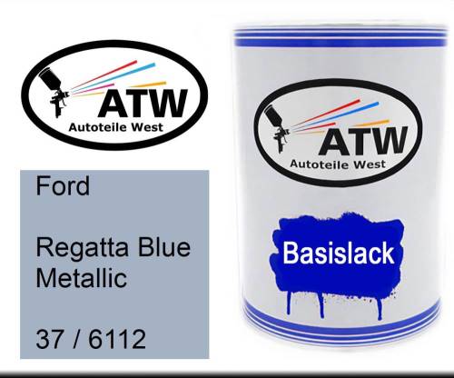 Ford, Regatta Blue Metallic, 37 / 6112: 500ml Lackdose, von ATW Autoteile West.